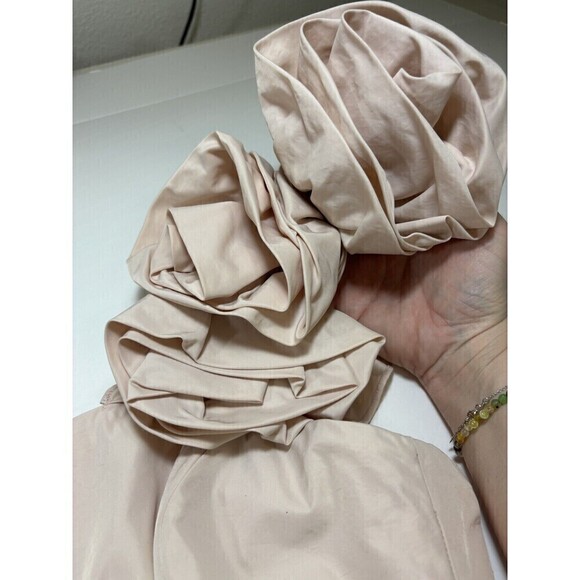 Pearl Georgina Chapman of Marchesa One Shoulder Dress Pink Peach 10 Rosettes - Picture 11 of 13